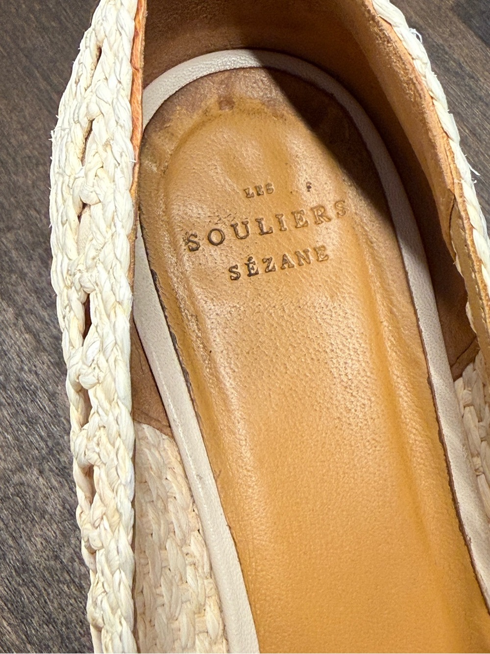Sezane Woven Ballet Flats EU39 US8 Ivory Raffia Leather Minimal Chic - Picture 5 of 7